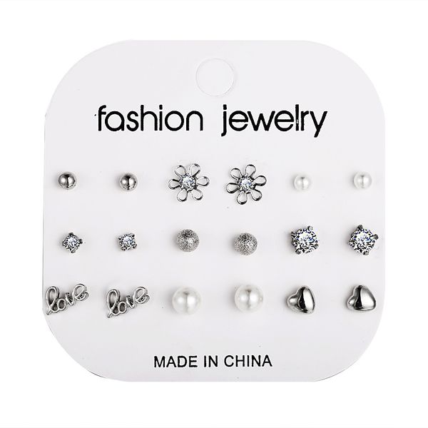 

charms earrings english letter love earring set 9 pairs creative simple flower, Golden