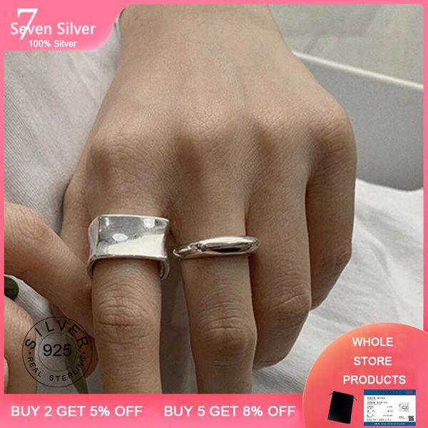 

cluster rings 925 sterling silver opening fashion simple classic width geometric handmade finger jewelry wedding accessories, Golden;silver
