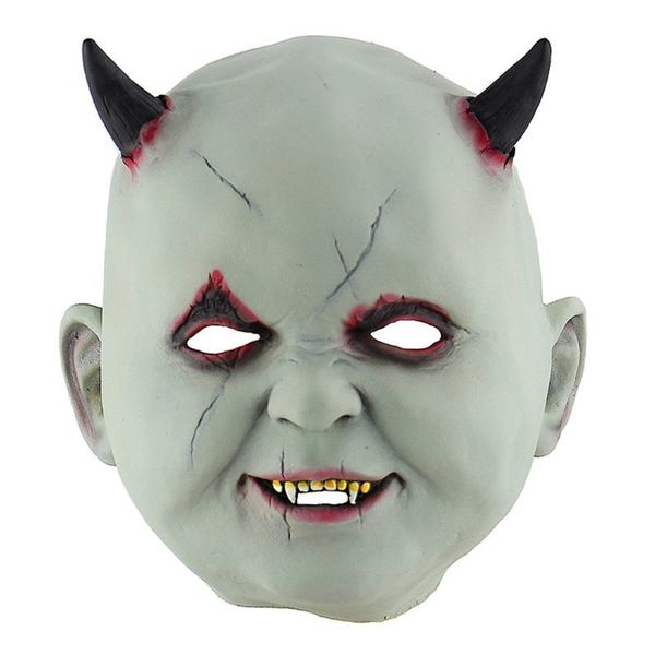 Halloween Gruselige gruselige Vollgesichtsmaske Horror Kleiner Teufel Dämon Ochsenhorn Cosplay Kostüm Karneval Hounted House Drop