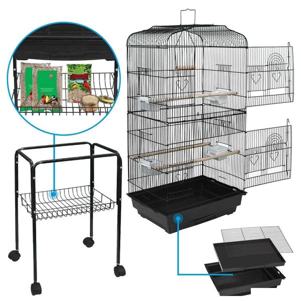 

59'' rolling bird cage parakeet finch budgie conure love jlllpc garden_light