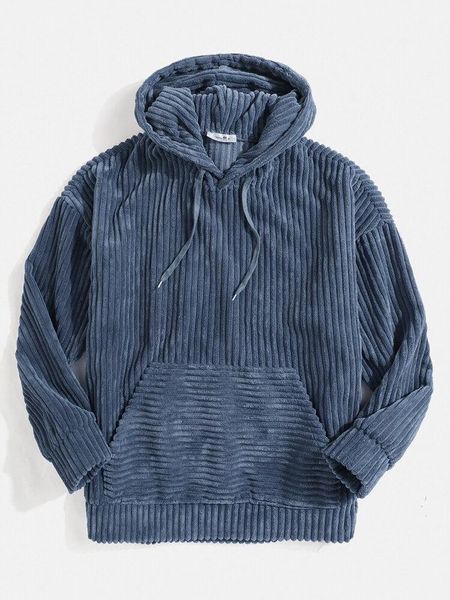 

men's hoodies & sweatshirts mens casual winter corduroy with drawstring and pocket design, Black