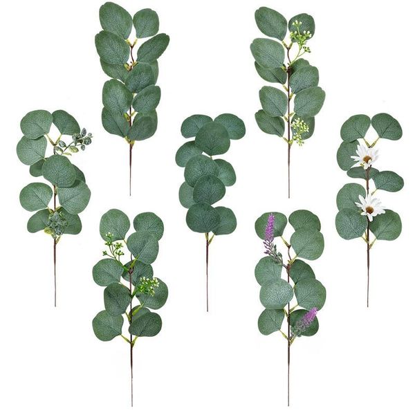 

24pcs artificial eucalyptus leaves stems faux plant branches for floral arrangement vase centerpieces bouquets wedding