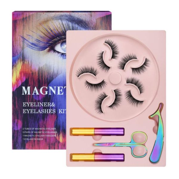 

false eyelashes 2 tubes of magnetic eyeliner & 5 pairs eye makeup tools natural look with kit