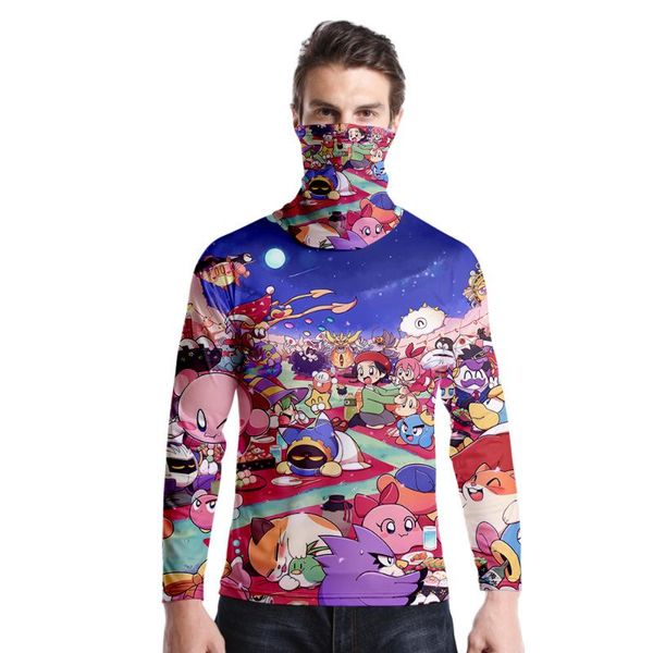 

men's t-shirts harajuku kawaii 3d t shirt men/women long sleeve hip hop tshirt kpop cute funny shirts with headscarf sets, White;black
