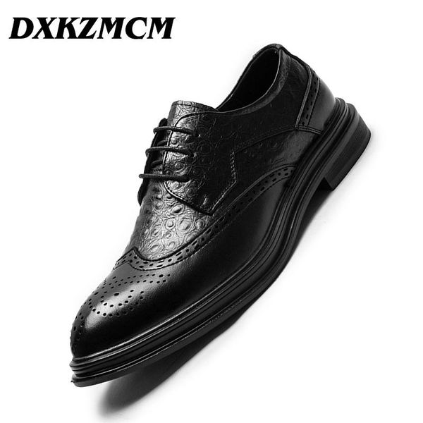 

dress shoes dxkzmcm leather men shoe pointed business oxfords for lace up designer luxury formal, Black