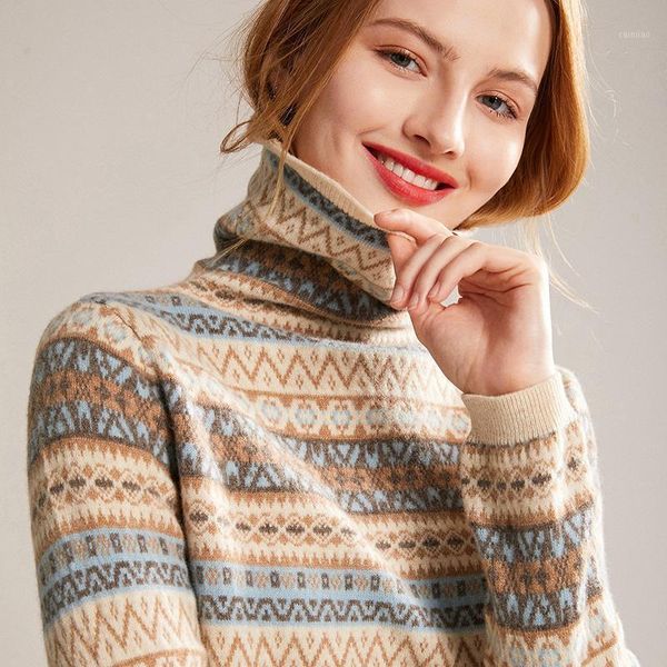 

women's sweater natural wool turtleneck full sleeves striped vintage short casual stylish fashion female pullover jacket sweaters, White;black