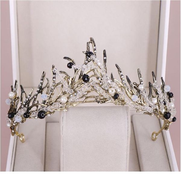 

vintage wedding hair accessories black rhinestone crystal crown bridal headdress jewelry queen headdress bridal hair acc qylxxm