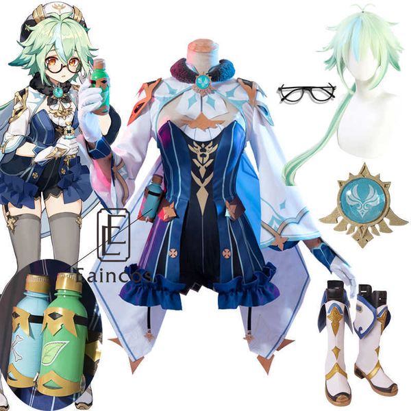 Genshin Impact Saccarosio Costume Cosplay Anime Saccarosio Donne sexy Abito uniforme Halloween Party Outfit Costumi Set completo Y0903