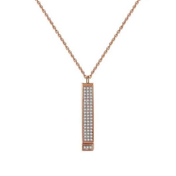 

chains "i love you" pendant necklace long chain shiny stick pendants for girl gift fine jewelry, Silver