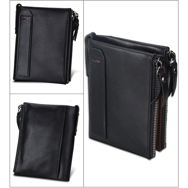

fashion men cow leather credit holder rfid anti theft wallet male business rits card case bag, Red;black