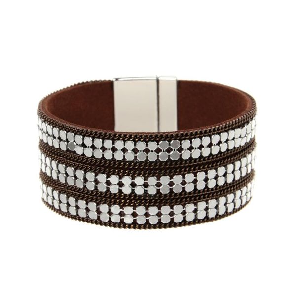 

bangle ornapeadia fashion bracelets for women leather bohemian style wide-sided simple ethnic bangles with charm wholesale, Black