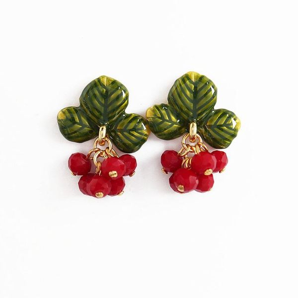 Ohrstecker Niedliche Beeren-Himbeer-Ohrringe für Frauen, süßer Charme, elegante Emaille-Pflanze, Blumen, Obst, Ohr, Party-Schmuck, trendig