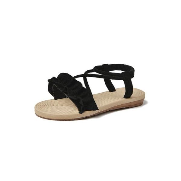

sandals yshunij women's simple flat bottom comfort breathable shoes 188, Black