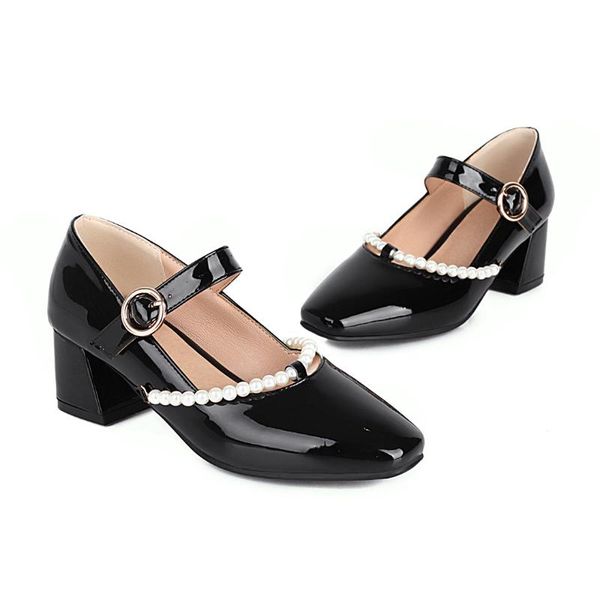 

sandals pqecfs big size 32-48 summer fashion women med heels pumps 4 colors, Black
