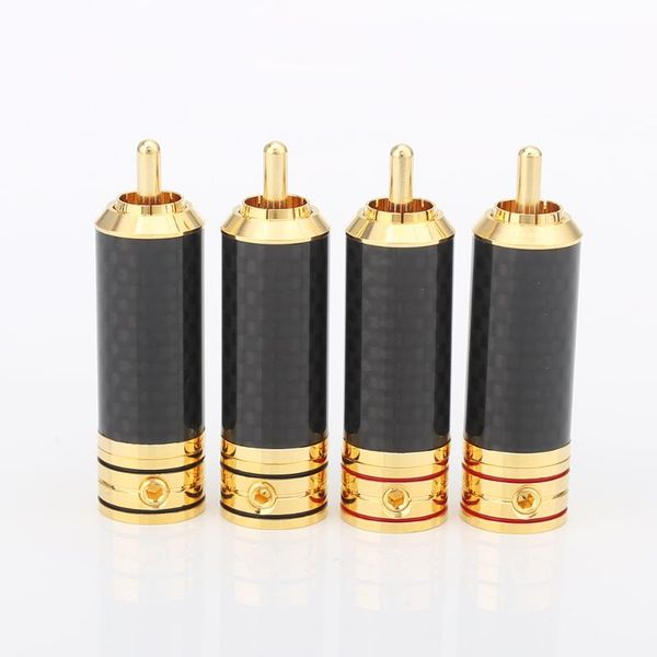 

smart power plugs 4pcs hifi usa copper gold plated carbon fiber rca connector plug high end