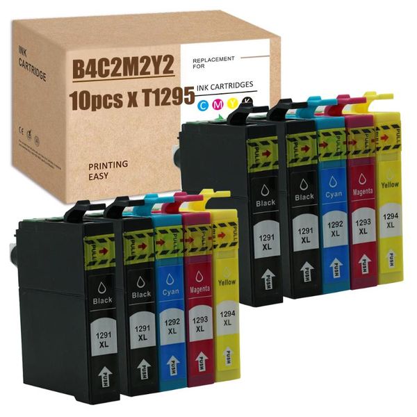 

sz 10pcs compatible t1291 t1292 t1293 t1294 t1295 ink cartridge for sx235w sx420 sx420w sx425 sx425w wf-3010dw wf-3520 wf-3520