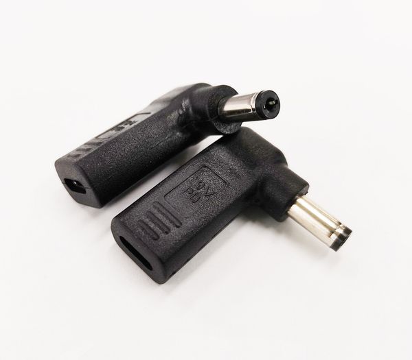 Hochwertiger DC-Stecker, 5,5 x 2,1 mm Stecker auf 90 Grad abgewinkelter PD 19 V Typ-C-Buchse, Adapter/5 Stück