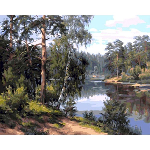 

paintings selilali diy oil painting by numbers kits for adults kids tree and river landscape picture number 40x50cm canvas framed