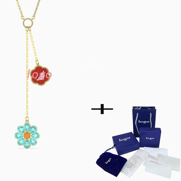 

chains 2021 exquisite elegant flower of fortune necklace charming crystal jewellery to give wife a romantic engagement gift, Silver