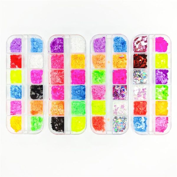 

nail glitter 1box art neon slices butterfly//star multishapes holographic flakes conffeti, Silver;gold