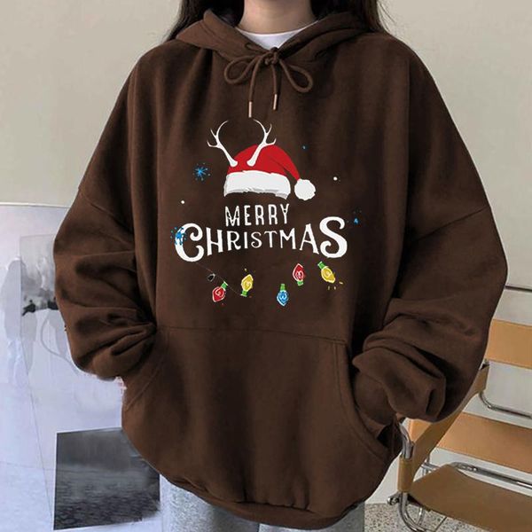 

women's hoodies & sweatshirts christmas hoodie fashion clothing printing long sleeve pocket casual pullover oversized clothes 2022 gif, Black