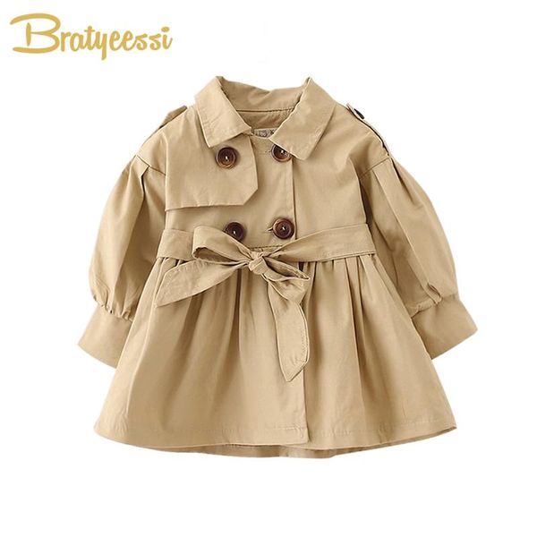 

jackets fashion baby coat with belt cotton autumn spring girl clothes solid color infant jacket 2 colors, Blue;gray