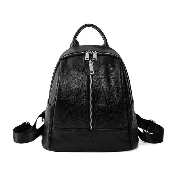 

black shoulder backpacks women large capacity anti-theft backpack woman 2021 spring new fashion soft leather travel bag female