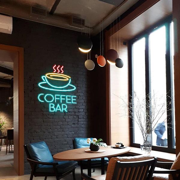 

other lighting bulbs & tubes personalized custom coffee bar neon sign logo led visual artwork bistro cafe beach decoration light