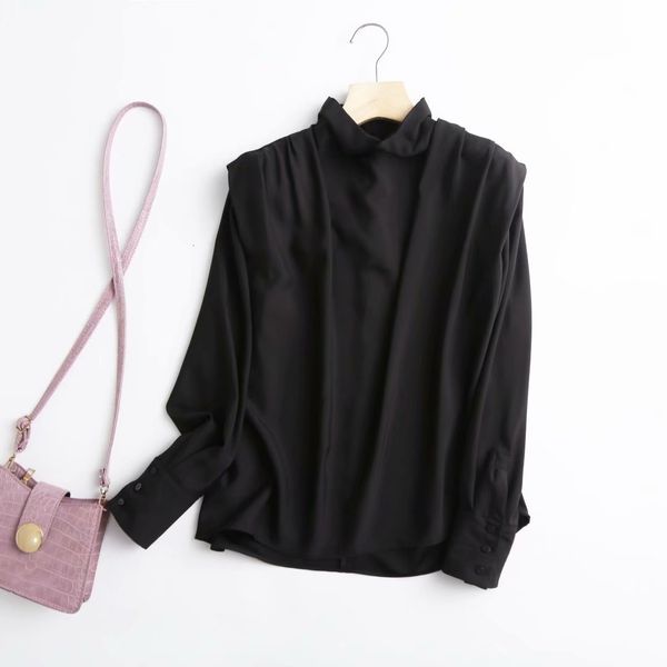 

ies 2021 new female blouse black red sleeve long ol soft ad8j, White;black