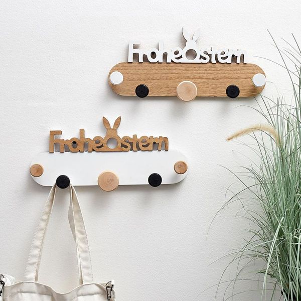 

wood cute key holder wall hooks for hanging bathroom accessories hanger clothes storage rack coat hook home room decoration & rails