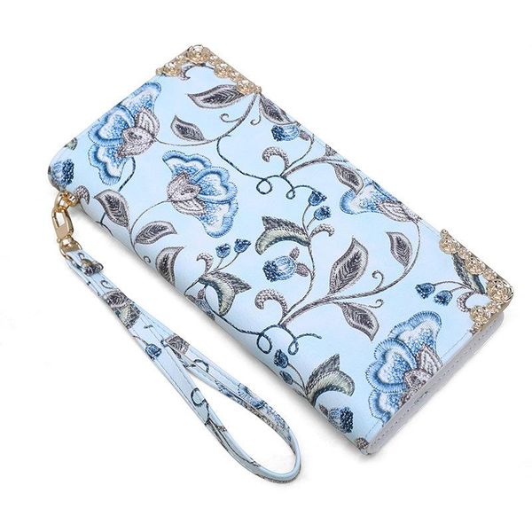 

wallets embroidery flower women's wallet zipper long clutches change purse lady po holder card pocket beautiful national, Red;black