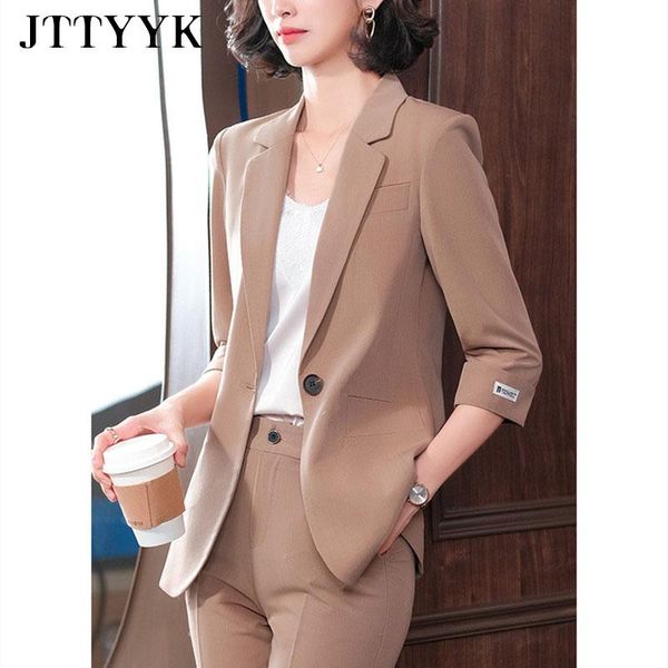 

women's two piece pants blazer beige oversize slim summer set for women elegant business suit spring ladies short sleeve fashion pant, White