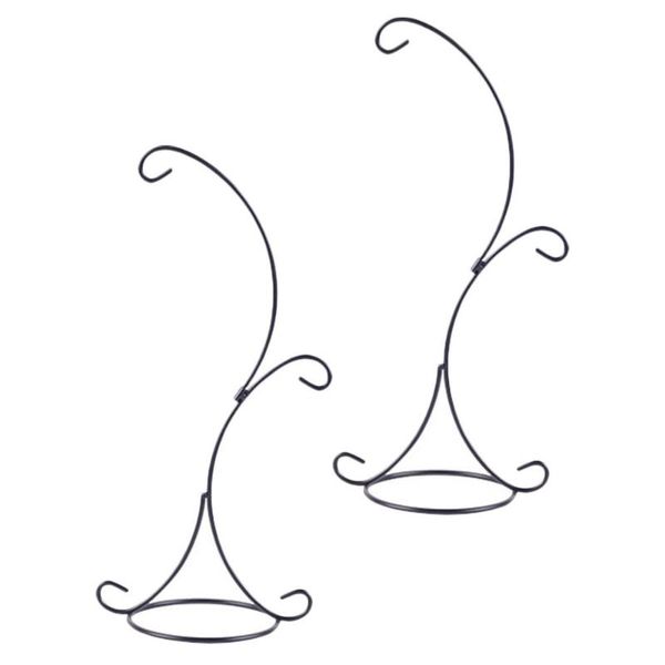 

2pcs double hook iron rack home flower holder simple indoor storage rack black