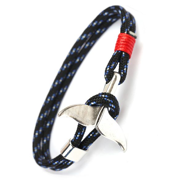 

metal fish-tail-anchor bracelets men women charm nautical survival rope chain paracord bracelet male wrap hooks, Golden;silver