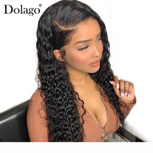 

curly lace front human hair wigs for women brazilian lace wig 130% density pre plucked with baby hair dolago remy, Black