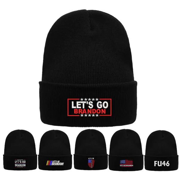 

new winter let's go brandon knitted for men women knitted thick warm hip hop caps black letter cap