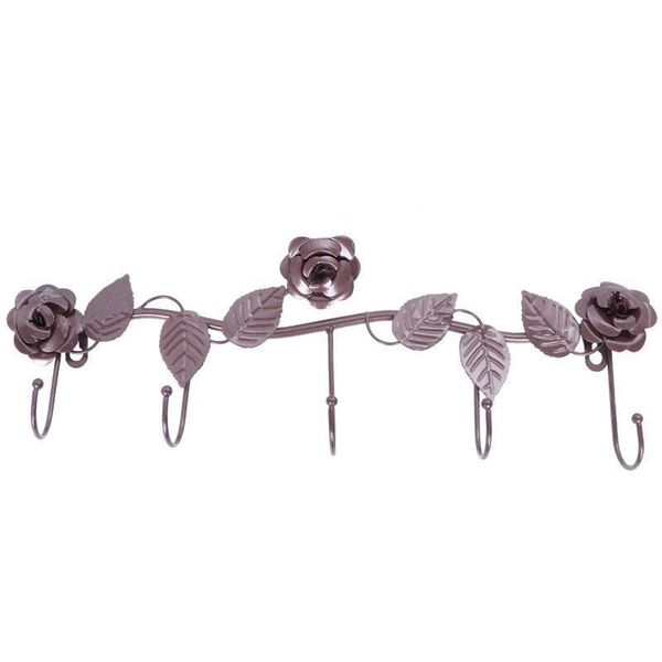 

hooks & rails iron hook rack with 5 bathroom over the door hanger for towel coat clothes hat bag rose shaped hanging rail