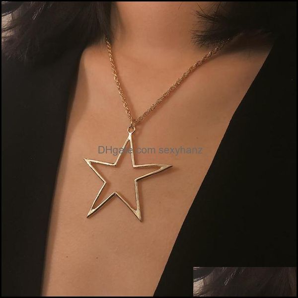 Colares pendentes Kingdeng Star Pingents Jewelry Street Bated Punk Gold Unisex Women Cadeir