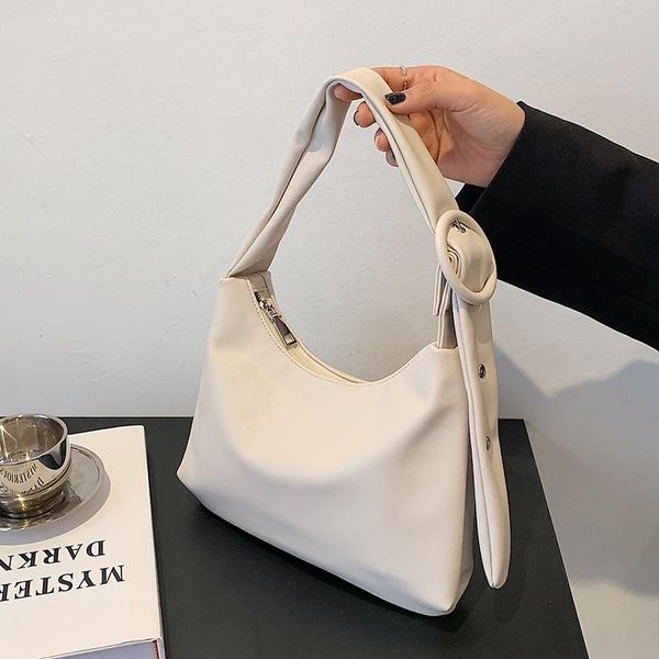 

evening bags luxury designer soft pu leather shoulder bag for women casual korean fashion solid baguette wide strap handbags purses