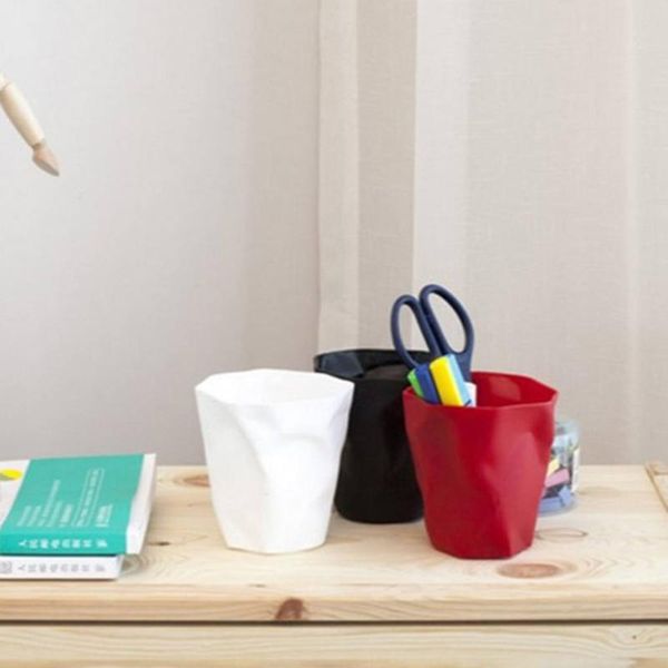 

decorative objects & figurines pencil holder plastic pen container pleated multi-function desk decor mini cup shaped home office stationery