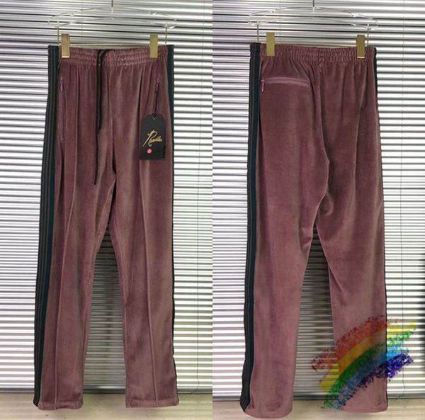 

2021 new bordado de veludo sweatpants masculino feminino 1:1 qualidade superior fita borboleta listrado agulhas awge calas vinho tinto 0nxr, Black