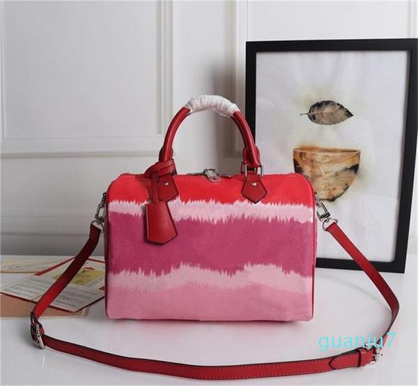 

printing seriesdesigner luxury handbags purses cherry pink three-color pillow bag women classic style genuine leather shoulder bags