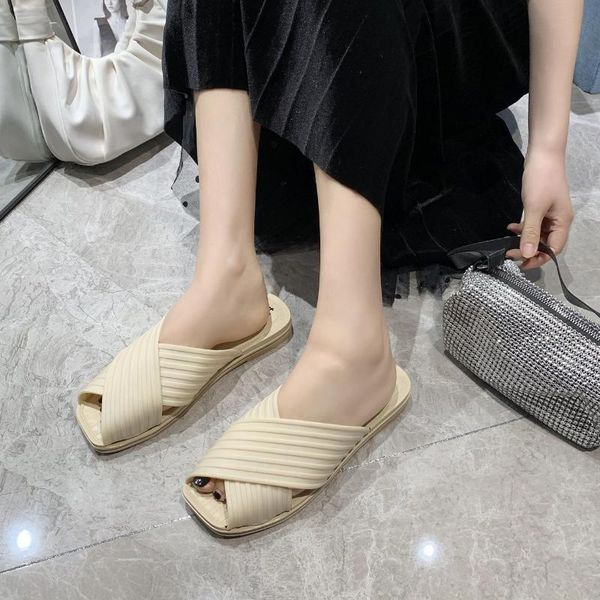 

slippers women's soft slides ladies pu home bathroom non slip casual girl beach vocation fashion summer shoes female 2021, Black