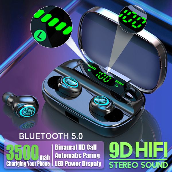 

tws bluetooth wireless headphones with microphone 3500mah earphones hifi stereo noise cancelling headset earbud auriculares