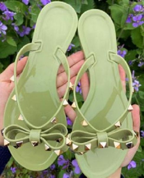 

classic fashion new womens europe and the united states rivet flip-flop slippers wholesale summer women's jelly shoes, Black