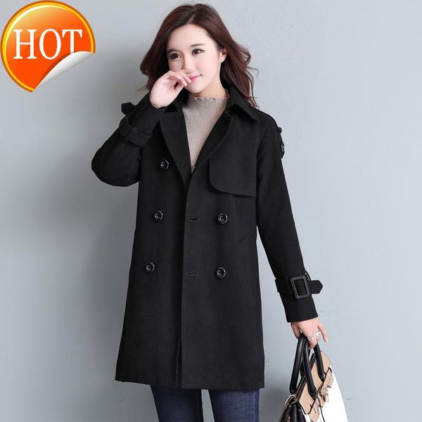 

women's wool & blends coats winter black england woolen style coat and jacket elegant ladies