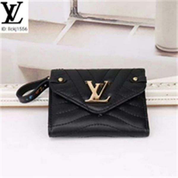 

designer luxury xmsl m63428 black short wavy flap wallet men real leather long chain wallets compact purse clutches evening brand key card h, Red;black