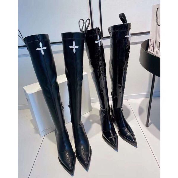 

winter fashion kelly buckles luxury designer women knee boots black leather ladies martin boots flats female key knight zapatos mujeres a003