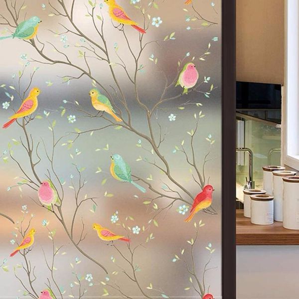 

wall stickers 1 x casement sticker 40*100cm privacy film opaque non-adhesive pure frosted bird