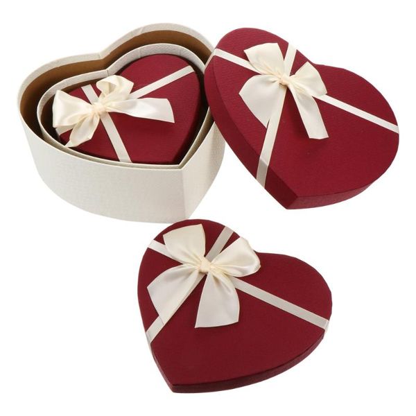 

3pcs heart shaped gift box bow-knot paper boxes delicate paper gift case